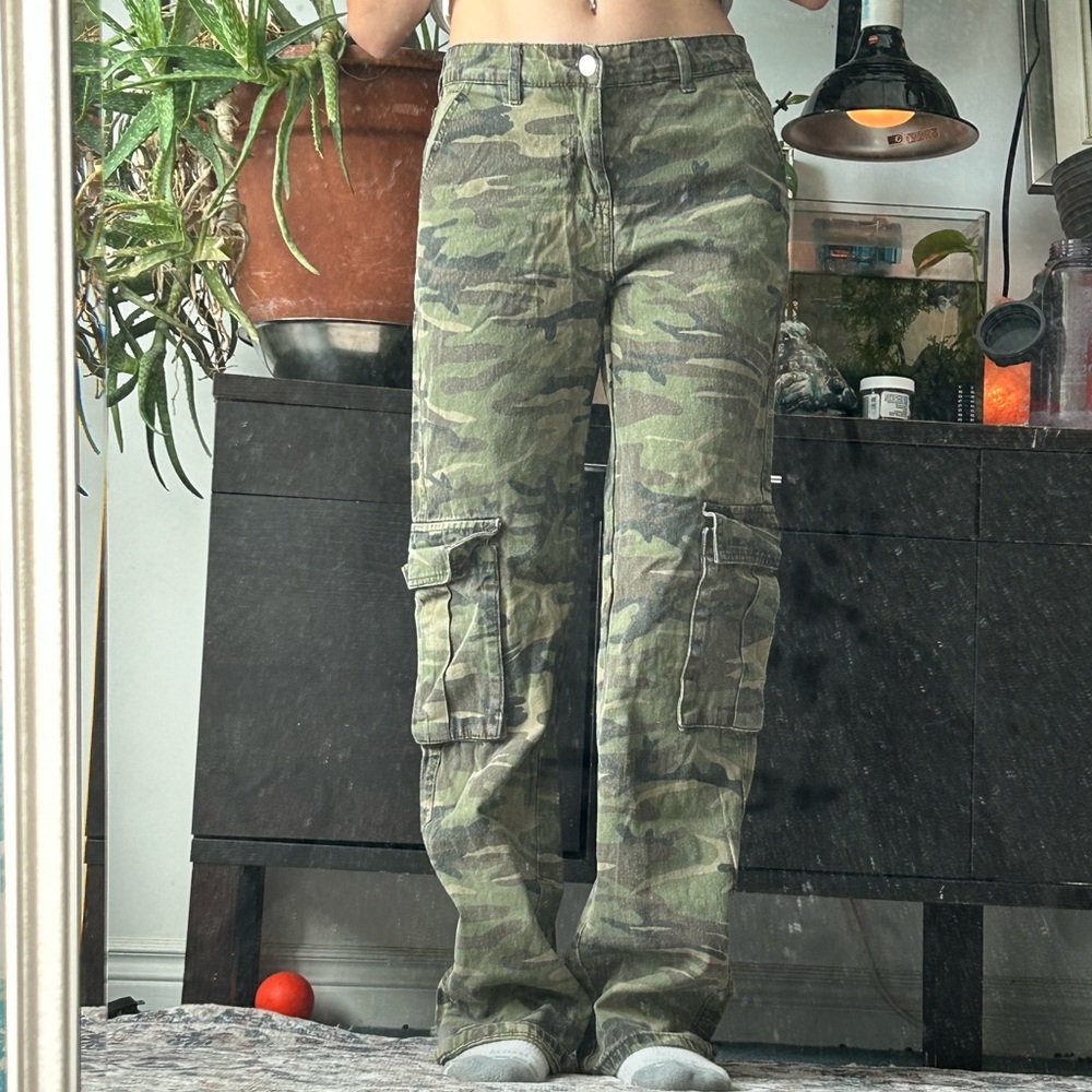 Camo straight leg jeans